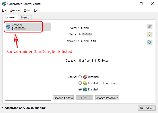 CodeMeter Control Center